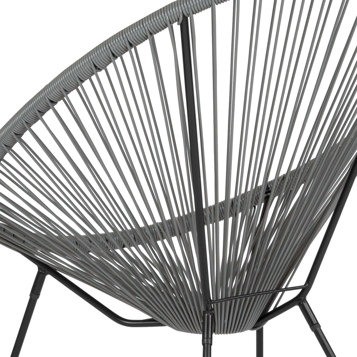 Grey |#| Grey Papasan Oval Woven Basket Bungee Lounge Chair - Indoor/Outdoor Furniture