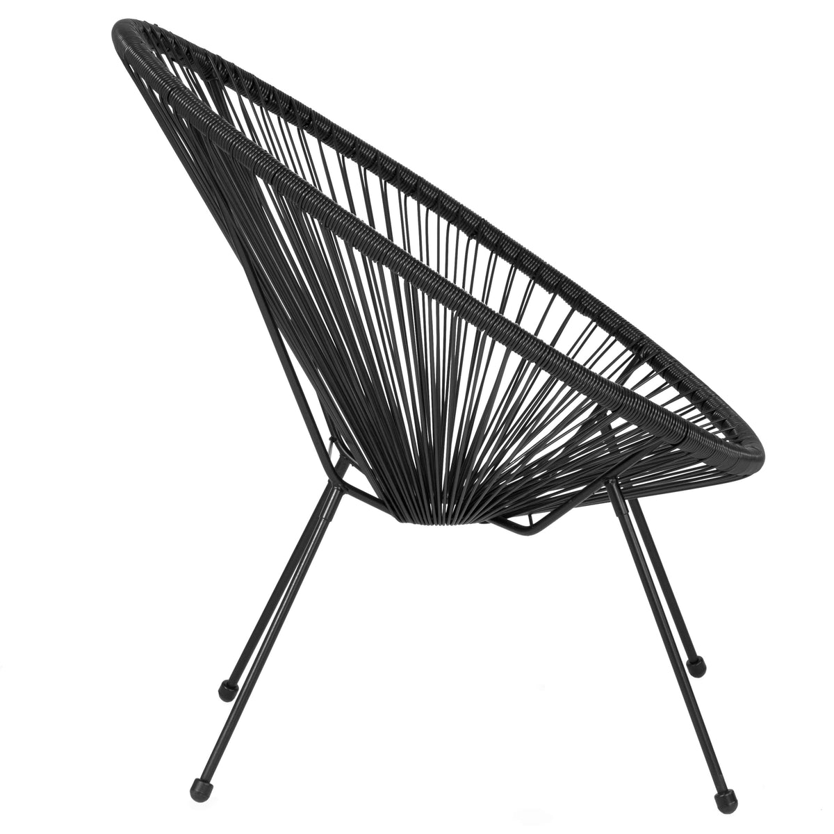 Black |#| Black Papasan Oval Woven Basket Bungee Lounge Chair - Indoor/Outdoor Furniture