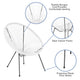 White |#| White Papasan Oval Woven Basket Bungee Lounge Chair - Indoor/Outdoor Furniture