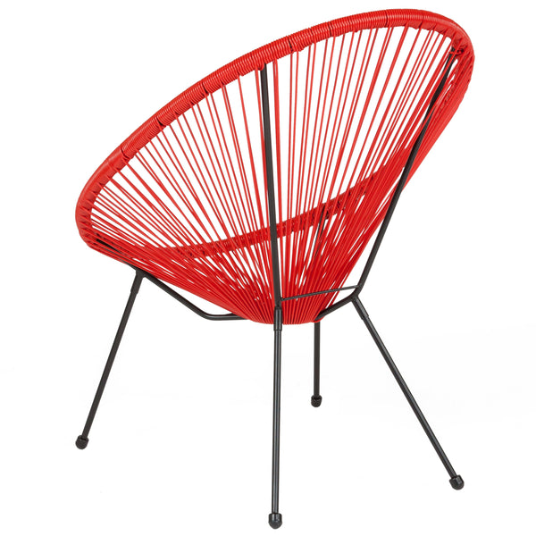 Red |#| Red Papasan Oval Woven Basket Bungee Lounge Chair - Indoor/Outdoor Furniture