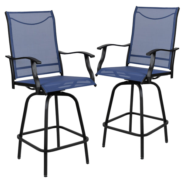 Navy |#| Outdoor Stool - 30 inch Patio Bar Stool / Garden Chair, Navy (Set of 2)