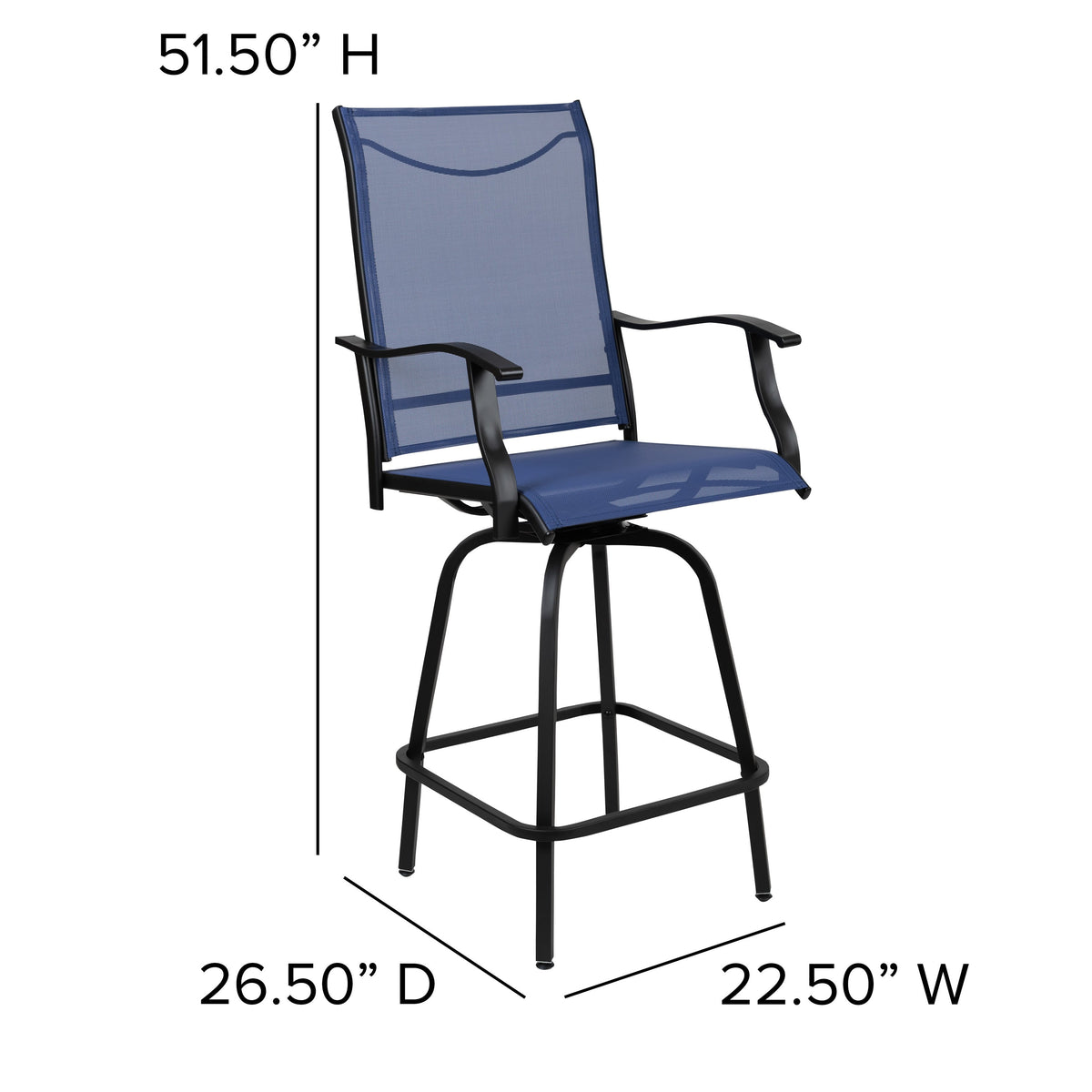 Navy |#| Outdoor Stool - 30 inch Patio Bar Stool / Garden Chair, Navy (Set of 2)