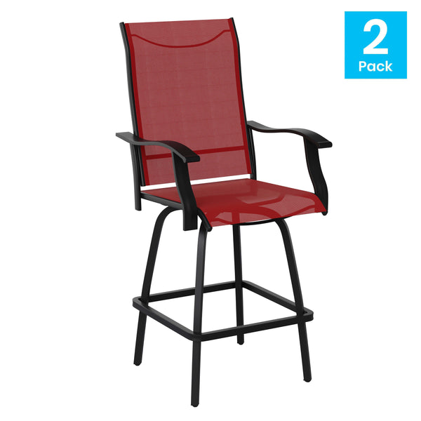 Red |#| Outdoor Stool - 30 inch Patio Bar Stool / Garden Chair, Red(Set of 2)