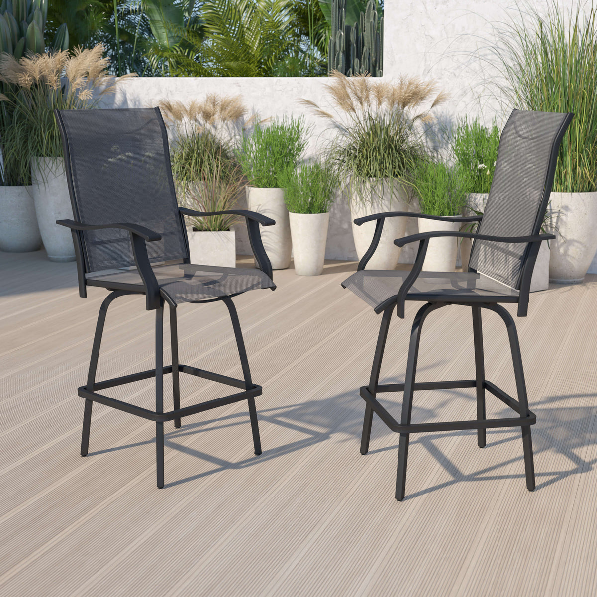 Gray |#| Outdoor Stool - 30 inch Patio Bar Stool / Garden Chair, Gray (Set of 2)