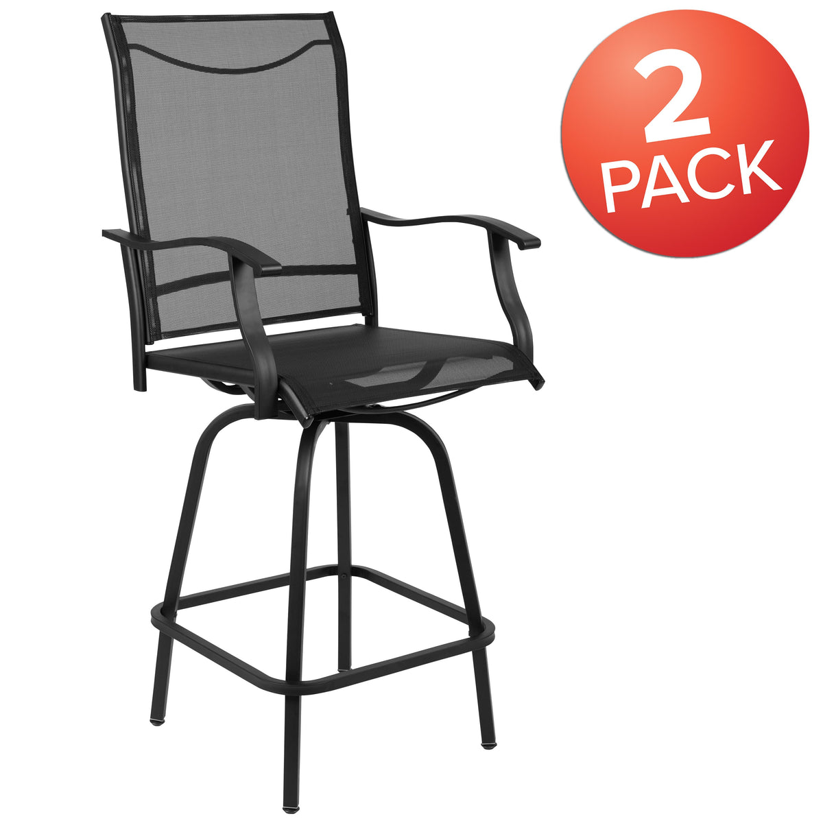 Black |#| Outdoor Stool - 30 inch Patio Bar Stool / Garden Chair, Black (Set of 2)