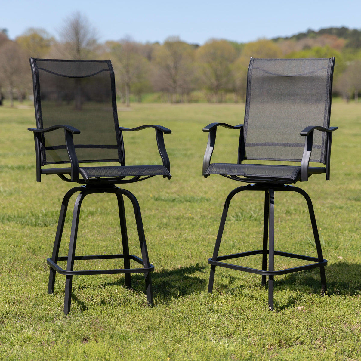 Black |#| Outdoor Stool - 30 inch Patio Bar Stool / Garden Chair, Black (Set of 2)