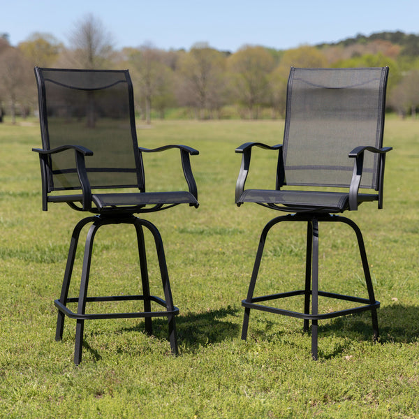 Black |#| Outdoor Stool - 30 inch Patio Bar Stool / Garden Chair, Black (Set of 2)