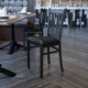 Black Vinyl Seat/Black Metal Frame |#| Black Vertical Back Metal Restaurant Chair - Black Vinyl Seat