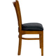 Black Vinyl Seat/Cherry Wood Frame |#| Vertical Slat Back Cherry Wood Restaurant Chair - Black Vinyl Seat