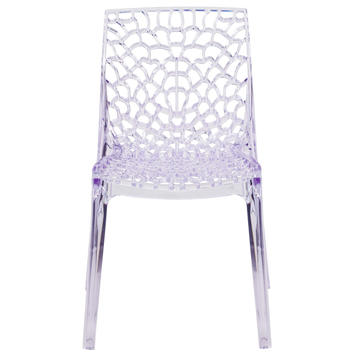 Transparent Stacking Side Chair with Artistic Pattern Design