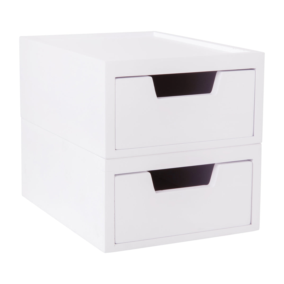 White |#| Set of 2 Enginnered Wood Storage Boxes with Pullout Drawers in White