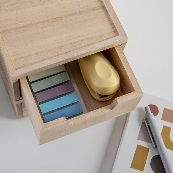 Light Natural |#| Set of 2 Paulownia Wood Storage Boxes with Pullout Drawers in Light Natural