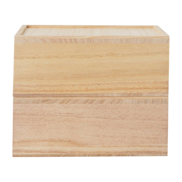 Light Natural |#| Set of 2 Paulownia Wood Storage Boxes with Pullout Drawers in Light Natural