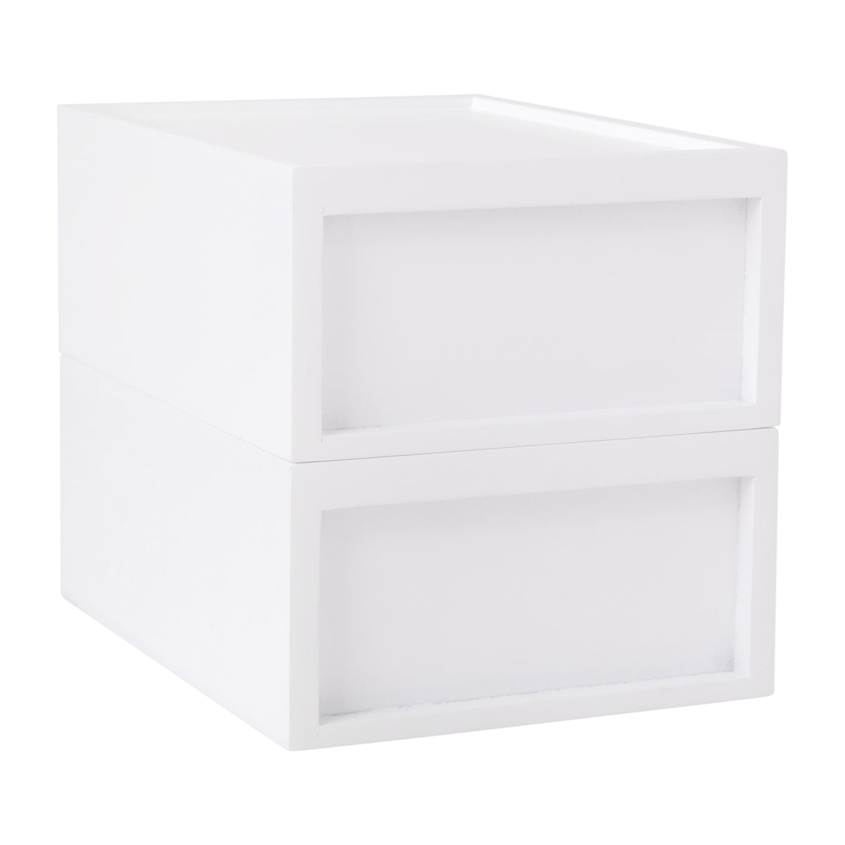 White |#| Set of 2 Enginnered Wood Storage Boxes with Pullout Drawers in White