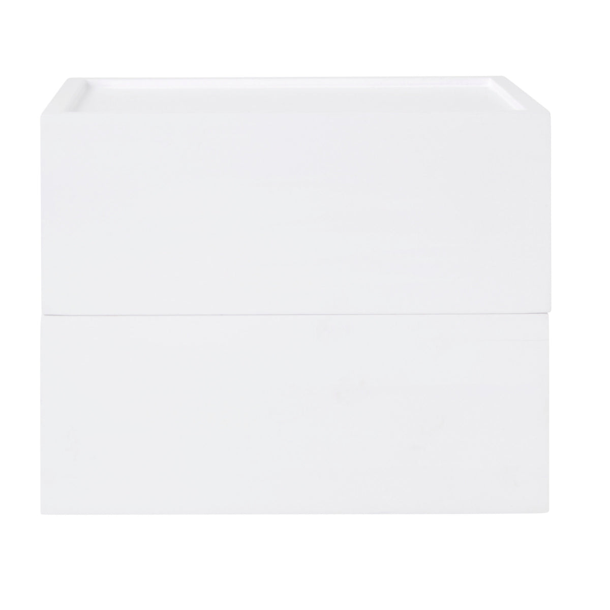 White |#| Set of 2 Enginnered Wood Storage Boxes with Pullout Drawers in White