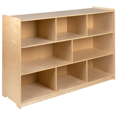 Wooden School Classroom Storage Cabinet/Cubby for Commercial or Home Use - Safe, Kid Friendly Design (Natural) - View 1