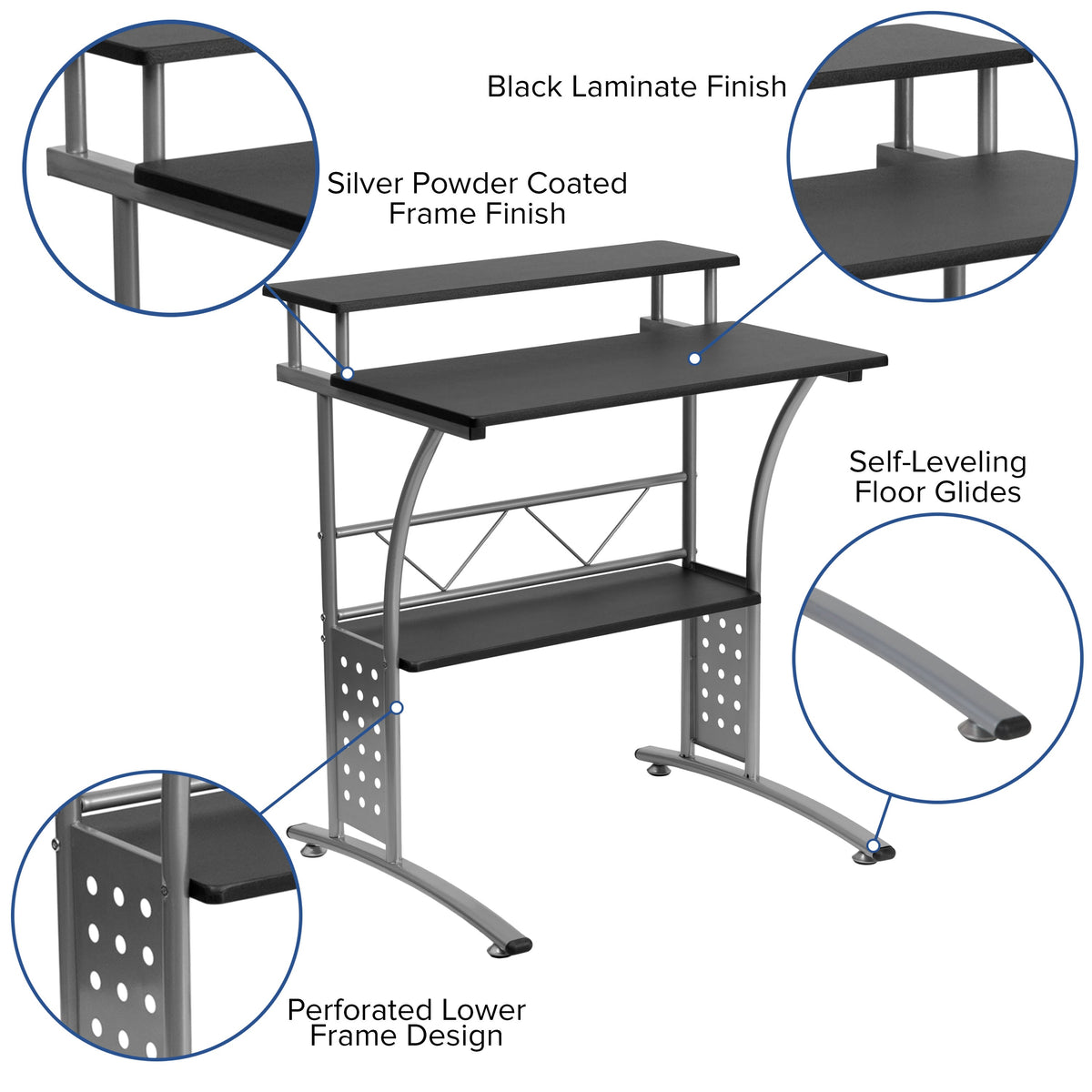 3PC Office Set-Black Computer Desk, Ergonomic Mesh Office Chair, Filing Cabinet