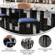 Natural Birch Wood Back/Blue Vinyl Seat |#| Commercial Metal Barstool with Vinyl Seat and Wood Boomerang Back-Blue/Natural