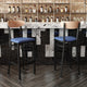 Natural Birch Wood Back/Blue Vinyl Seat |#| Commercial Metal Barstool with Vinyl Seat and Wood Boomerang Back-Blue/Natural