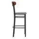 Walnut Wood Back/Gray Vinyl Seat |#| Commercial Metal Barstool with Vinyl Seat and Wood Boomerang Back-Gray/Walnut