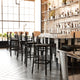 Natural Birch Wood Back/Black Vinyl Seat |#| Commercial Metal Barstool with Vinyl Seat and Wood Boomerang Back-Black/Natural