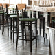 Natural Birch Wood Back/Green Vinyl Seat |#| Commercial Metal Barstool with Vinyl Seat and Wood Boomerang Back-Green/Natural