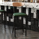 Natural Birch Wood Back/Green Vinyl Seat |#| Commercial Metal Barstool with Vinyl Seat and Wood Boomerang Back-Green/Natural