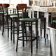 Walnut Wood Back/Green Vinyl Seat |#| Commercial Metal Barstool with Vinyl Seat and Wood Boomerang Back-Green/Walnut