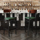 Walnut Wood Back/Green Vinyl Seat |#| Commercial Metal Barstool with Vinyl Seat and Wood Boomerang Back-Green/Walnut