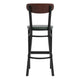 Walnut Wood Back/Green Vinyl Seat |#| Commercial Metal Barstool with Vinyl Seat and Wood Boomerang Back-Green/Walnut