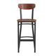 Walnut |#| Commercial Metal Barstool with Wood Seat and Boomerang Back-Walnut Finish