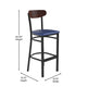Walnut Wood Back/Blue Vinyl Seat |#| Commercial Metal Barstool with Vinyl Seat and Wood Boomerang Back-Blue/Walnut