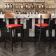Natural Birch Wood Back/Red Vinyl Seat |#| Commercial Metal Barstool with Vinyl Seat and Wood Boomerang Back-Red/Natural