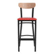 Natural Birch Wood Back/Red Vinyl Seat |#| Commercial Metal Barstool with Vinyl Seat and Wood Boomerang Back-Red/Natural