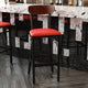 Walnut Wood Back/Red Vinyl Seat |#| Commercial Metal Barstool with Vinyl Seat and Wood Boomerang Back-Red/Walnut