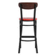Walnut Wood Back/Red Vinyl Seat |#| Commercial Metal Barstool with Vinyl Seat and Wood Boomerang Back-Red/Walnut