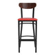 Walnut Wood Back/Red Vinyl Seat |#| Commercial Metal Barstool with Vinyl Seat and Wood Boomerang Back-Red/Walnut