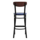 Walnut Wood Back/Blue Vinyl Seat |#| Commercial Metal Barstool with Vinyl Seat and Wood Boomerang Back-Blue/Walnut