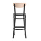Natural Birch Wood Back/Gray Vinyl Seat |#| Commercial Metal Barstool with Vinyl Seat and Wood Boomerang Back-Gray/Natural