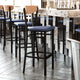Natural Birch Wood Back/Blue Vinyl Seat |#| Commercial Metal Barstool with Vinyl Seat and Wood Boomerang Back-Blue/Natural