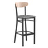 Wright Commercial Grade Barstool with 500 LB. Capacity Steel Frame, Solid Wood Seat, and Boomerang Back