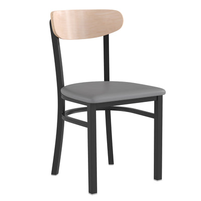 Wright Commercial Grade Dining Chair with 500 LB. Capacity Steel Frame, Solid Wood Seat, and Boomerang Back