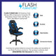 Blue |#| High Back Black/Blue Racing Style Ergonomic Gaming Chair with Flip-Up Arms