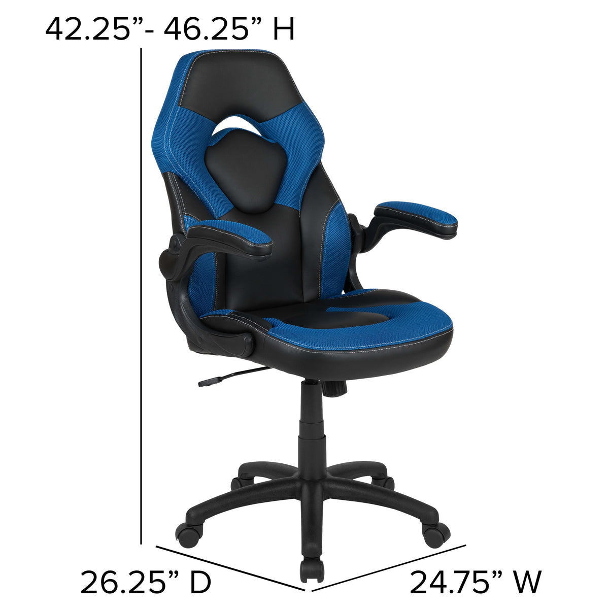 Blue |#| High Back Black/Blue Racing Style Ergonomic Gaming Chair with Flip-Up Arms