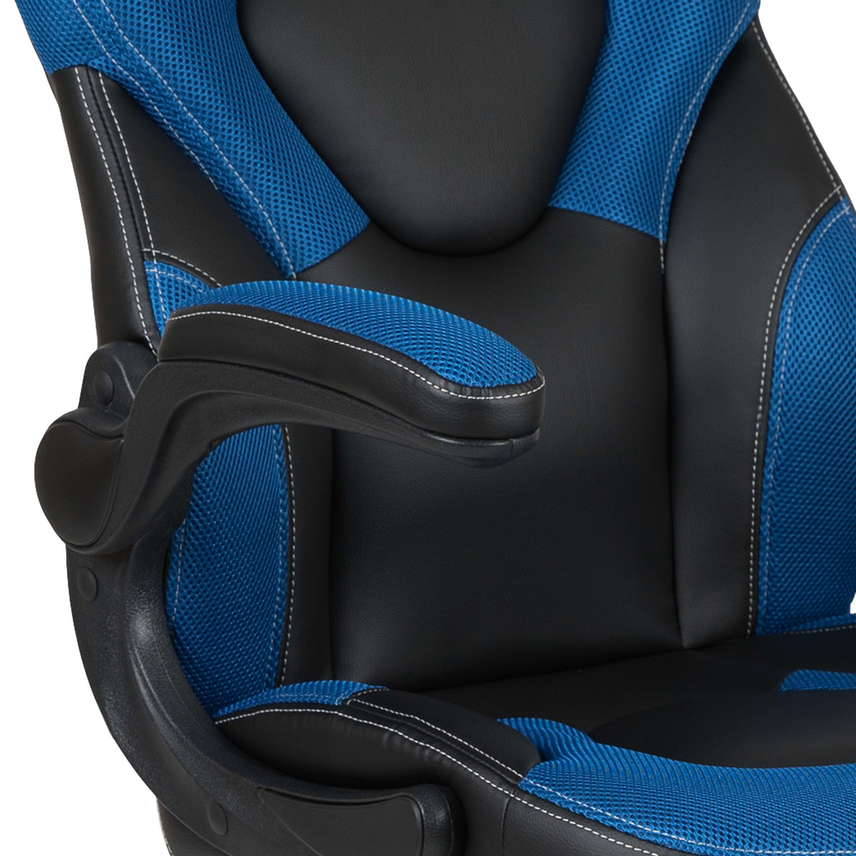 Blue |#| High Back Black/Blue Racing Style Ergonomic Gaming Chair with Flip-Up Arms