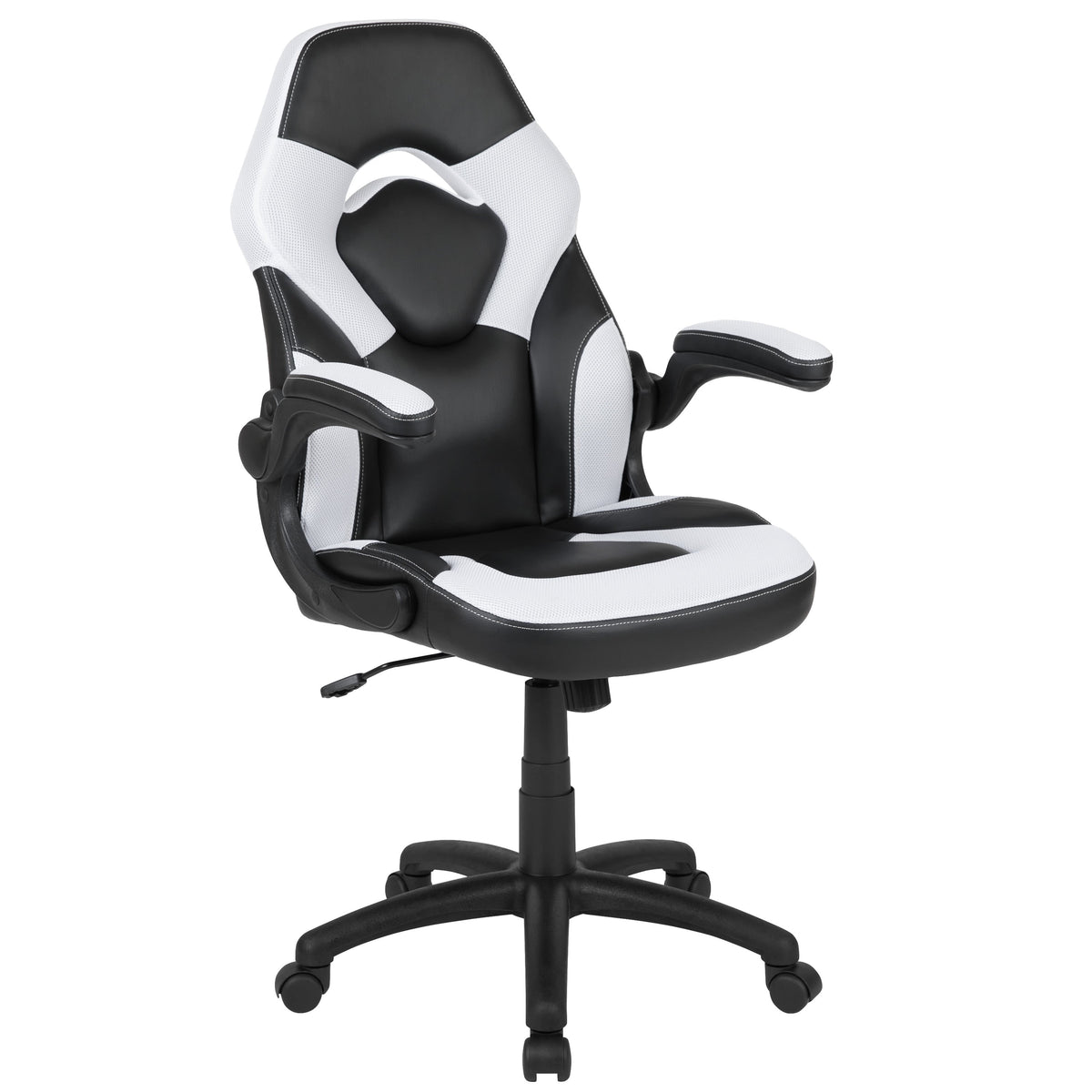 White |#| High Back White/Black Racing Style Ergonomic Gaming Chair with Flip-Up Arms