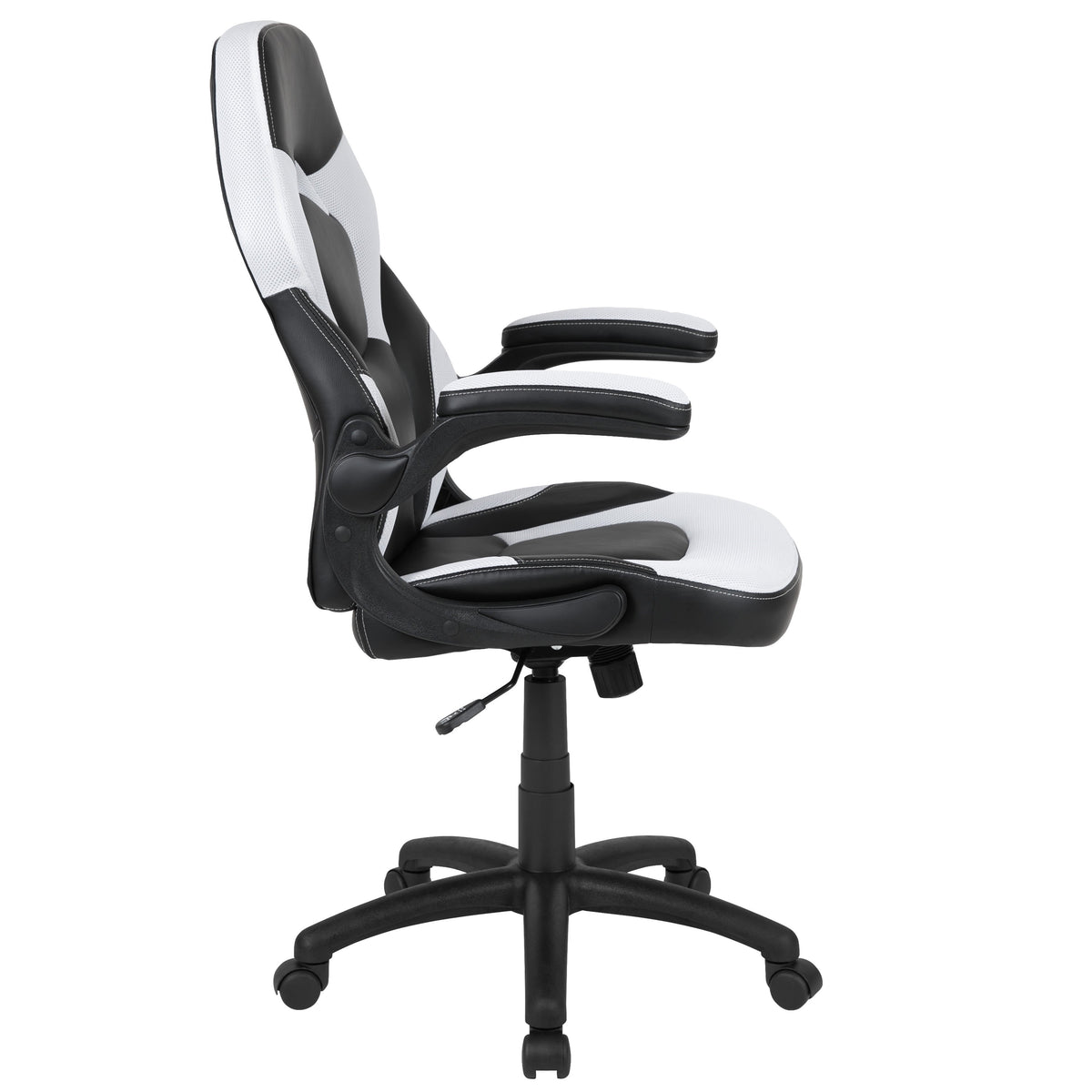 White |#| High Back White/Black Racing Style Ergonomic Gaming Chair with Flip-Up Arms