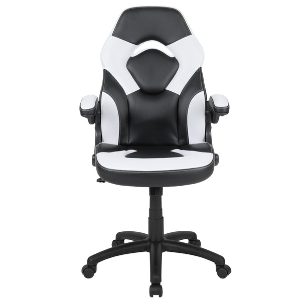 White |#| High Back White/Black Racing Style Ergonomic Gaming Chair with Flip-Up Arms