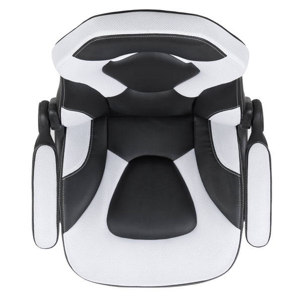 White |#| High Back White/Black Racing Style Ergonomic Gaming Chair with Flip-Up Arms