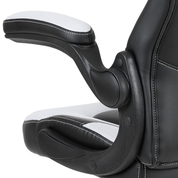 White |#| High Back White/Black Racing Style Ergonomic Gaming Chair with Flip-Up Arms